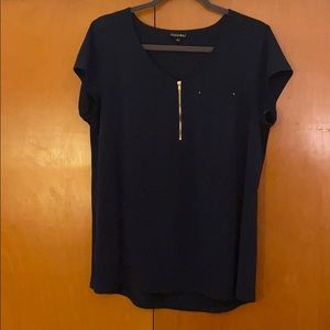 Navy Dress Top with Gold Accents